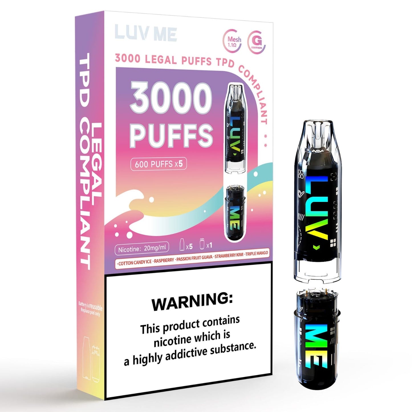 Luv Me 3000 Puffs 20MG | 5 In 1 | Mesh Coil Disposable Vape