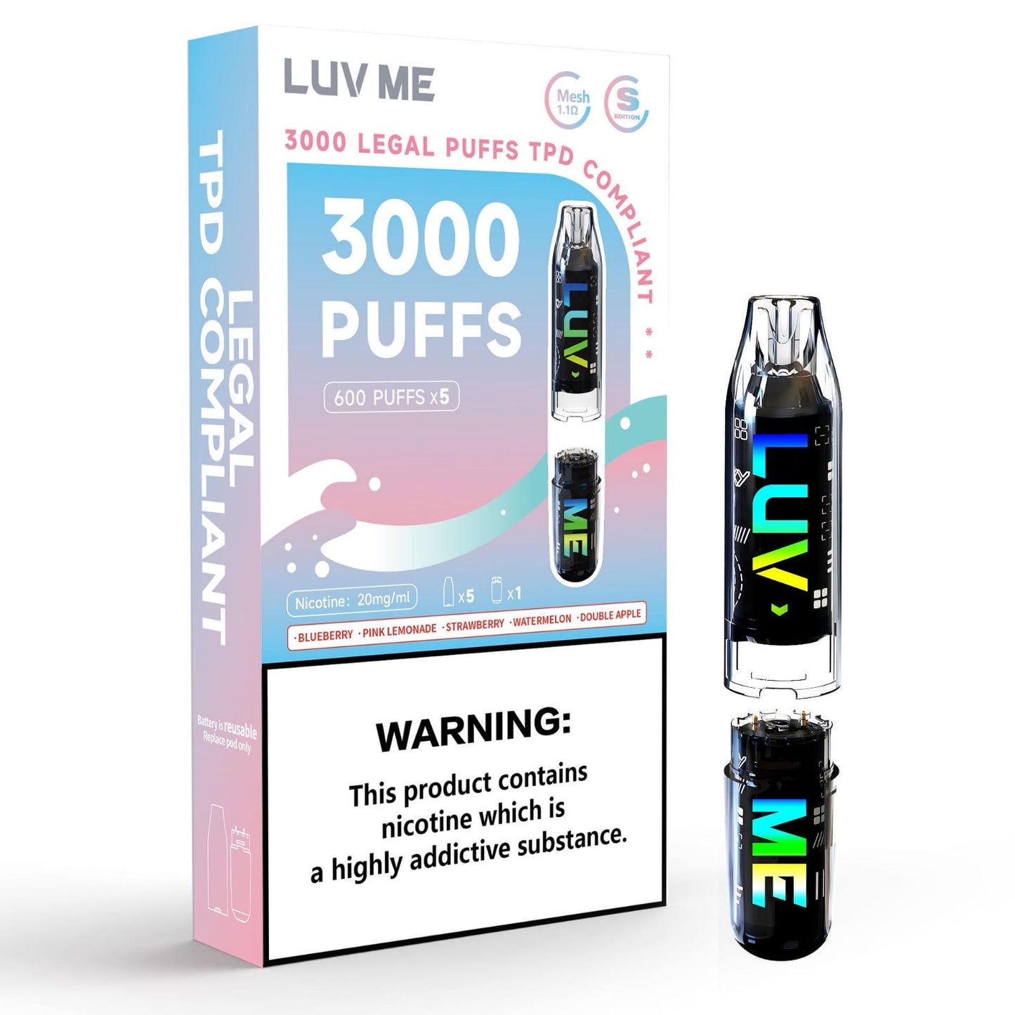 Luv Me 3000 Puffs 20MG | 5 In 1 | Mesh Coil Disposable Vape