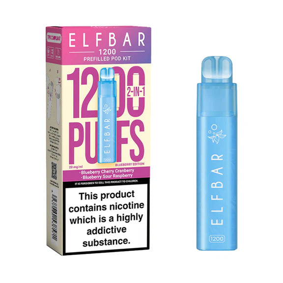 Elf Bar 1200 Prefilled Pod Kit | Blueberry Edition | 2 In 1