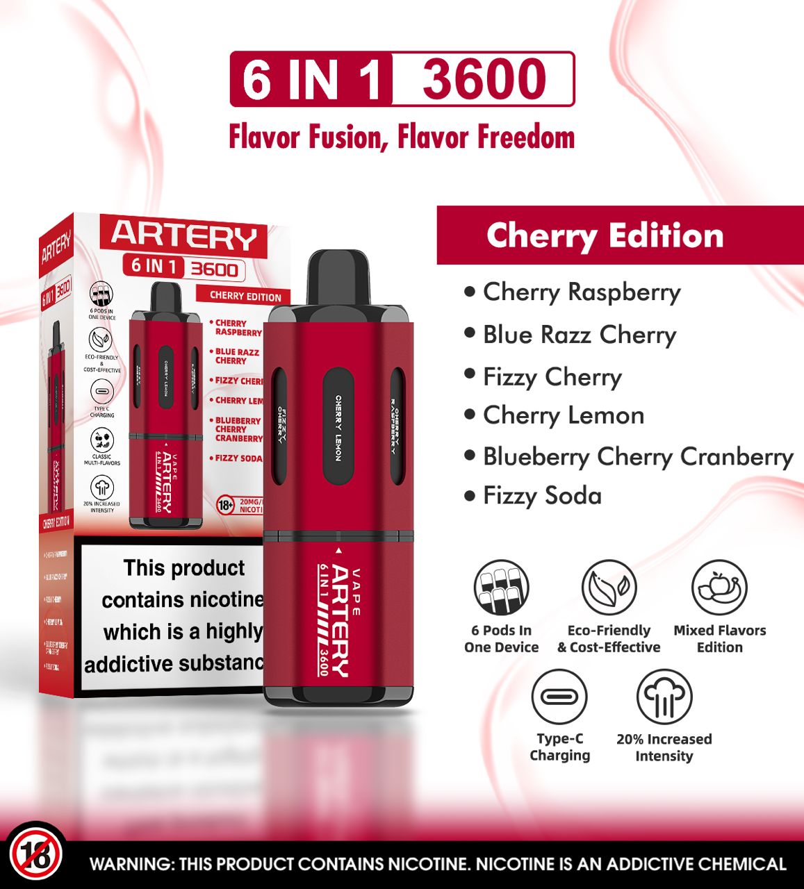 Artery 6 In 1 Pod Kit 3600 Puffs | Cherry Edition