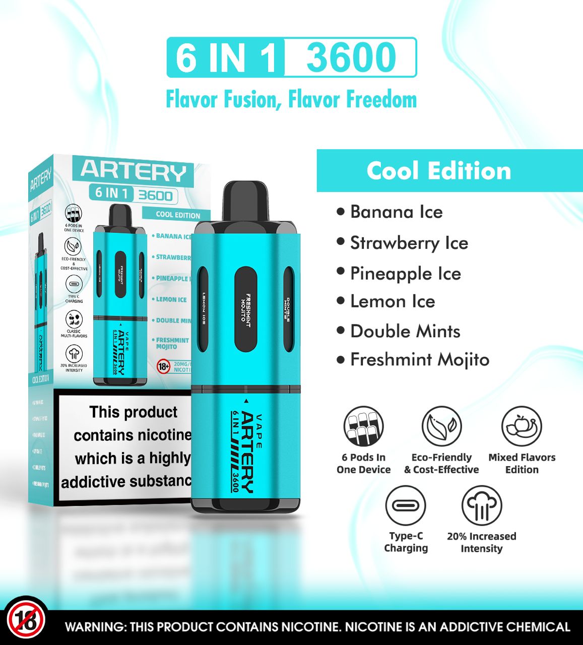 Artery 6 In 1 Pod Kit 3600 Puffs | Cool Edition