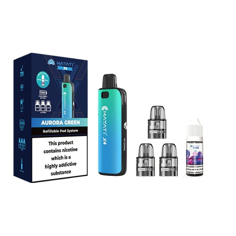 Hayati X4 Aurora Green Refillable Pod System | Free Nic Salt Included