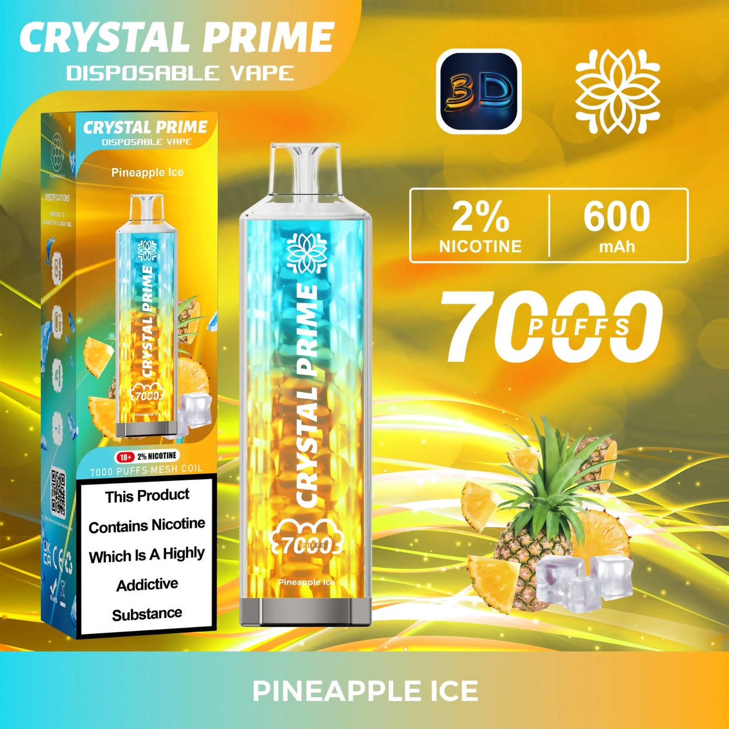 Crystal Prime 7000 3D Effect | Disposable Vapes | Only £10!