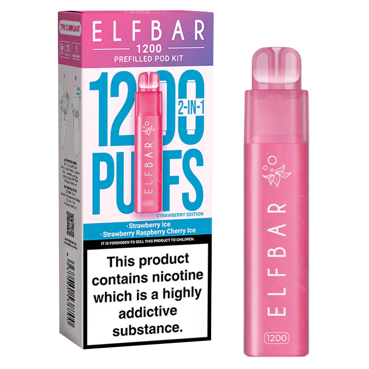 Elf Bar 1200 Prefilled Pod Kit | Strawberry Edition | 2 In 1