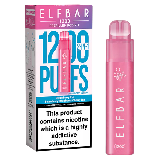 Elf Bar 1200 Prefilled Pod Kit | Strawberry Edition | 2 In 1