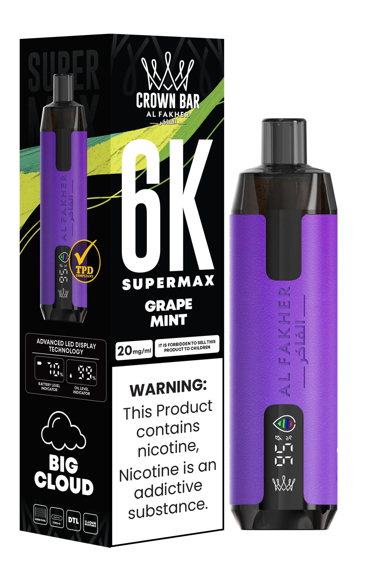 Grape Mint | Al Fakher Supermax 6000 Disposable Vape