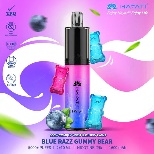 Hayati Twist 5000 |  Blue Razz Gummy Bear | Only £9.99!