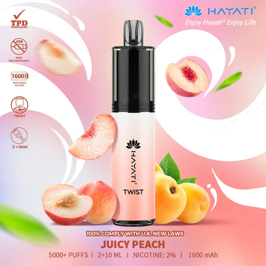 Hayati Twist 5000 | Juicy Peach | Only £9.99!