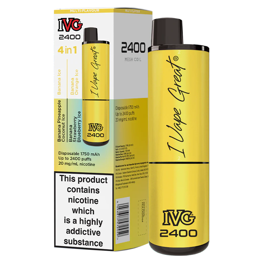 IVG 2400 Disposable Vape | Banana Edition | 4 In 1 | Only £9.99!