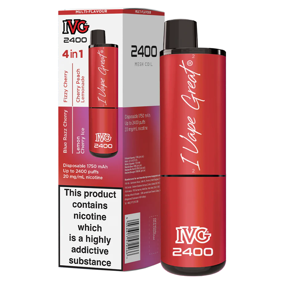 IVG 2400 Disposable Vape | Cherry Edition | 4 IN 1 | Only £9.99!