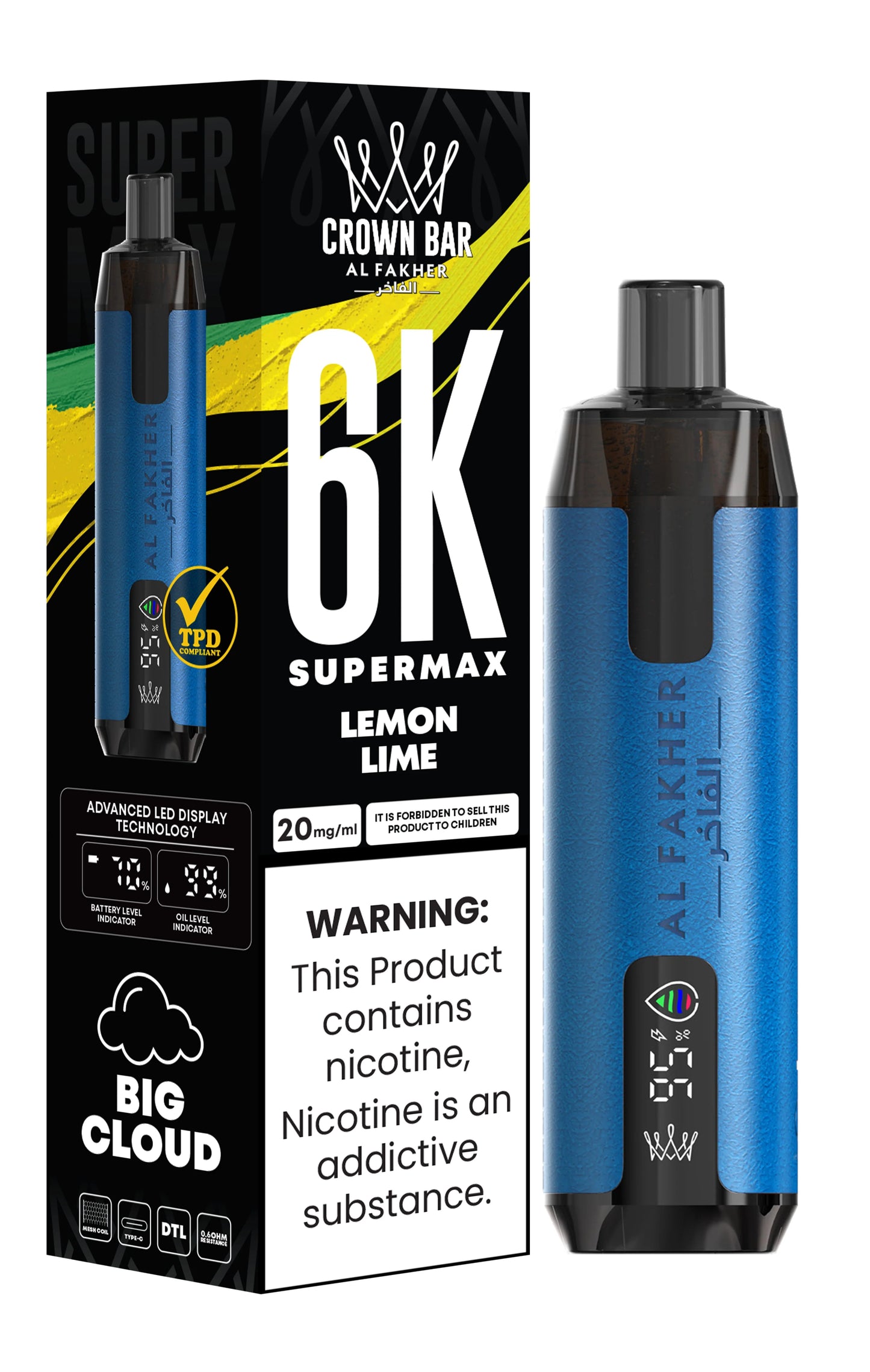 Lemon Lime | Al Fakher Supermax 6000 Disposable Vape