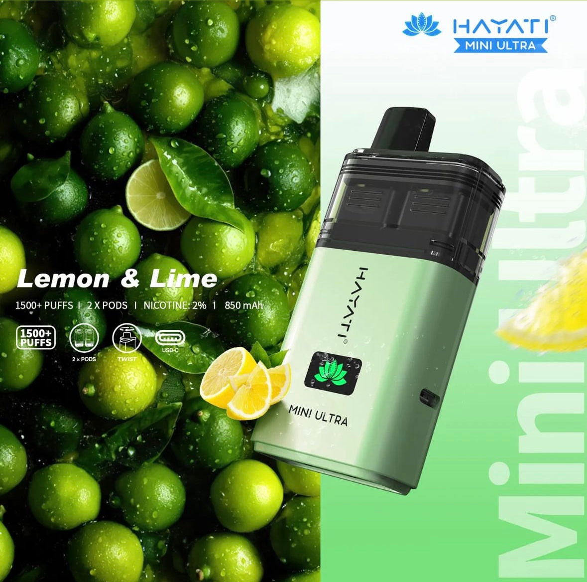 Lemon Lime | Hayati Mini Ultra 1500+ Puffs