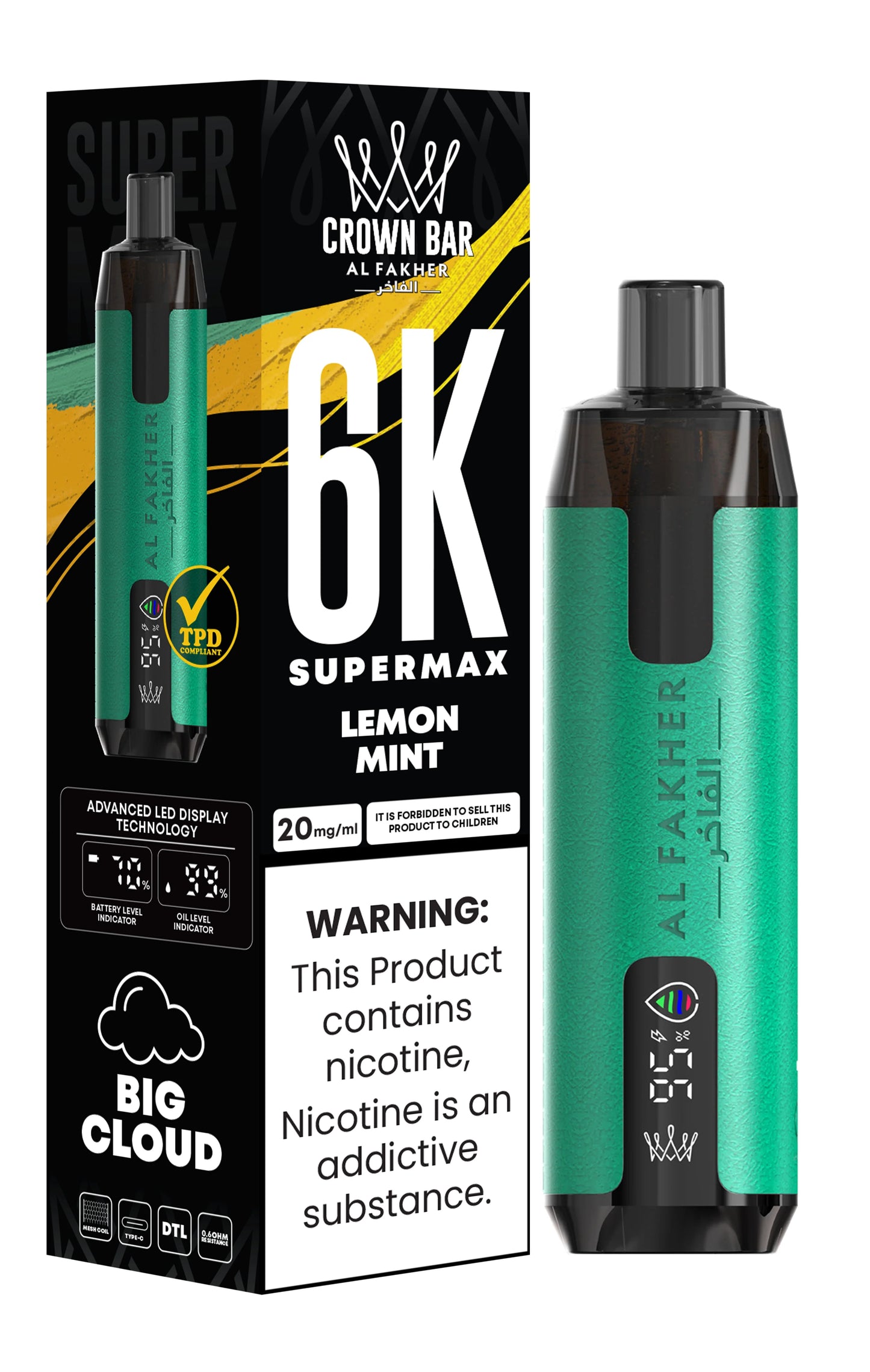 Lemon Mint | Al Fakher Supermax 6000 Disposable Vape