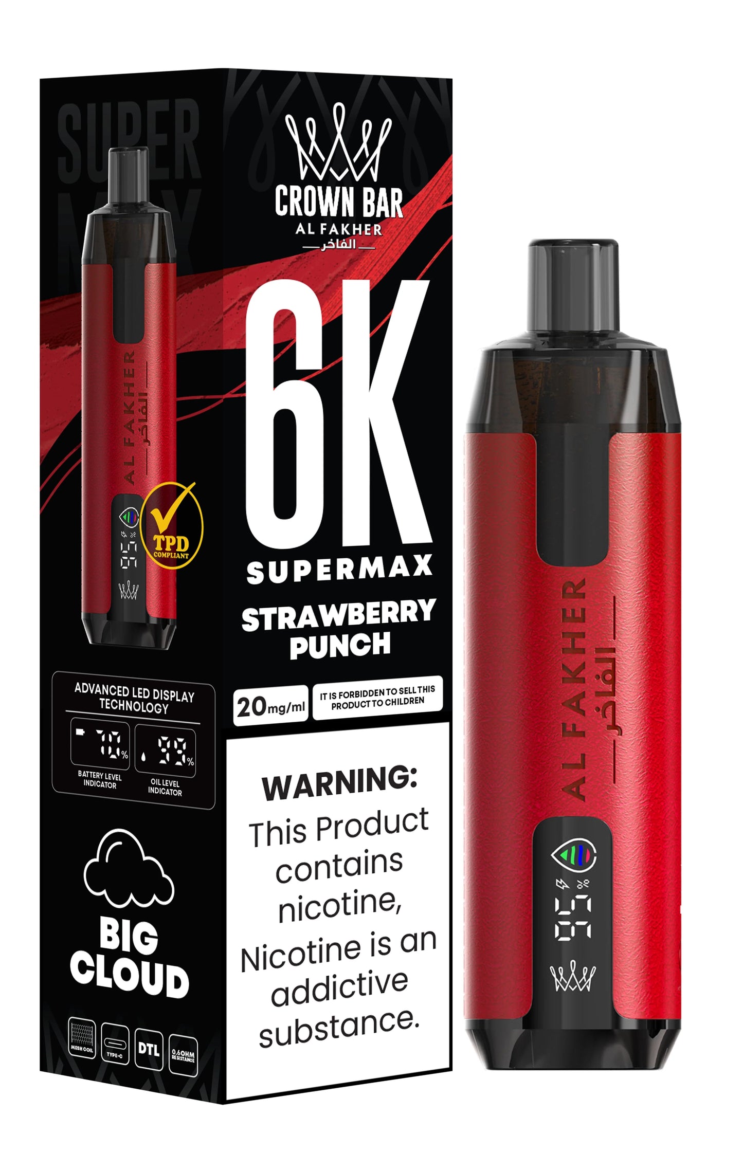 Strawberry Punch | Al Fakher Supermax 6000 Disposable Vape