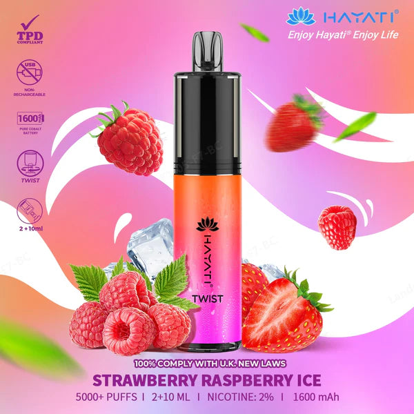 Hayati Twist 5000 | Strawberry Raspberry Ice | Only £9.99!